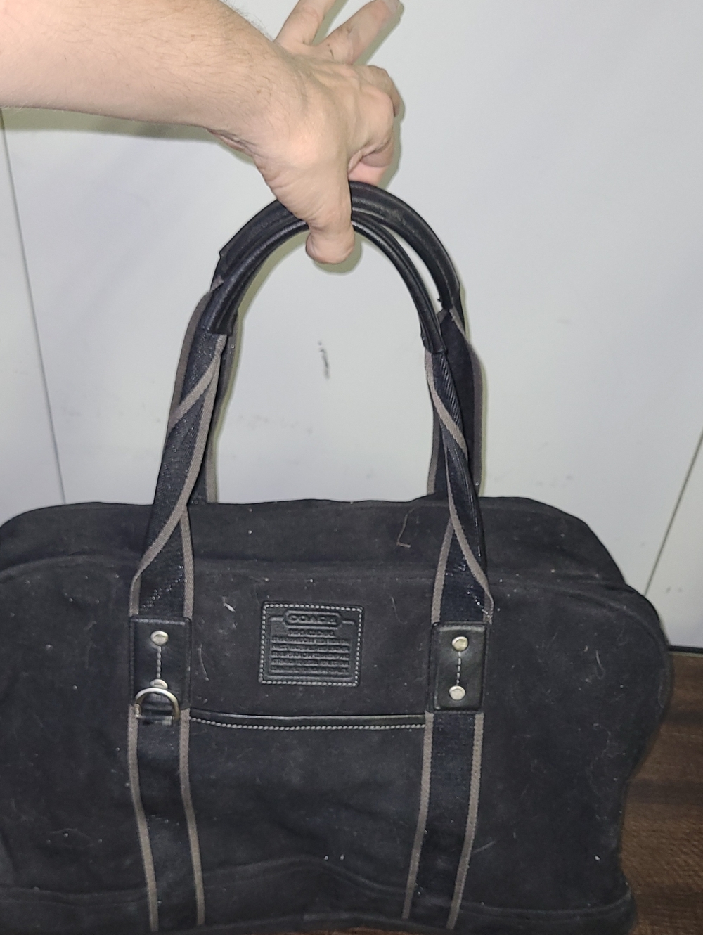 Coach Black Canvas Duffel Bag with Contrast Trim